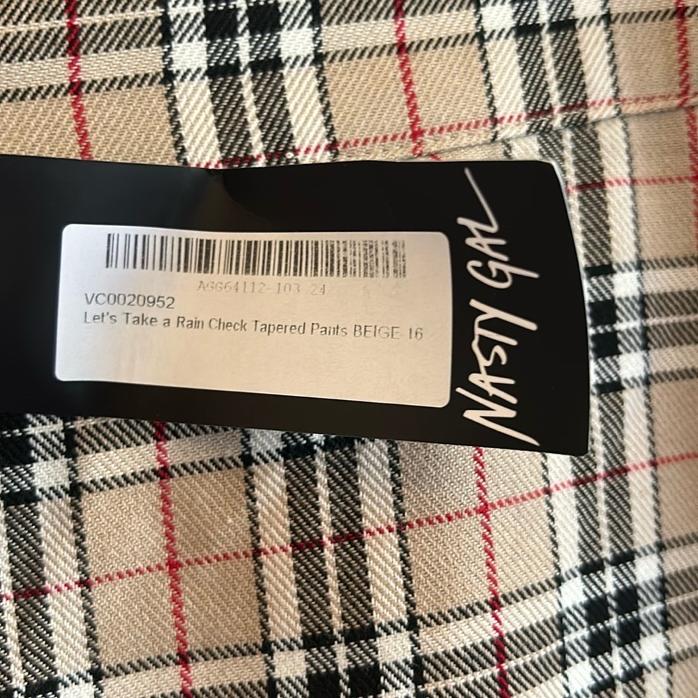 NWT NASTY GAL Check Plaid Tapered High Waisted Tapered Pants Women’s 12 - Picture 10 of 10